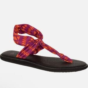 Sanuk 'Ella' Women's 8 Yoga Mat Pink Orange Aztec Comfort Flip Flop